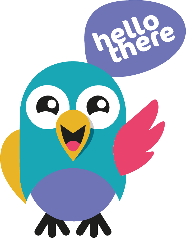 QuckQuck Mascot winkt
